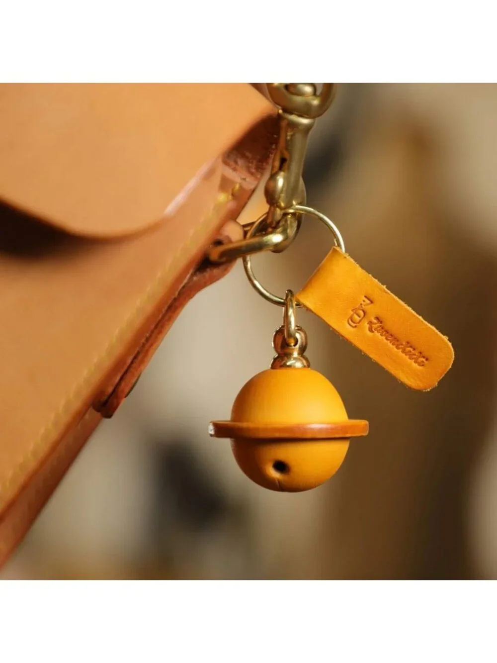 Handmade 3D Leather Planet Bag Charm & Keychain - Luxury Purse Accessory, Key
